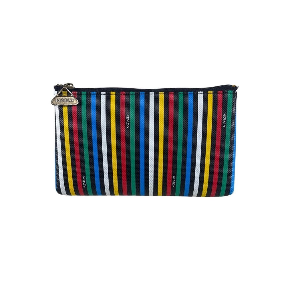 Vintage 1993 Revlon Striped Makeup Bag Cosmetic Pouch Zipper